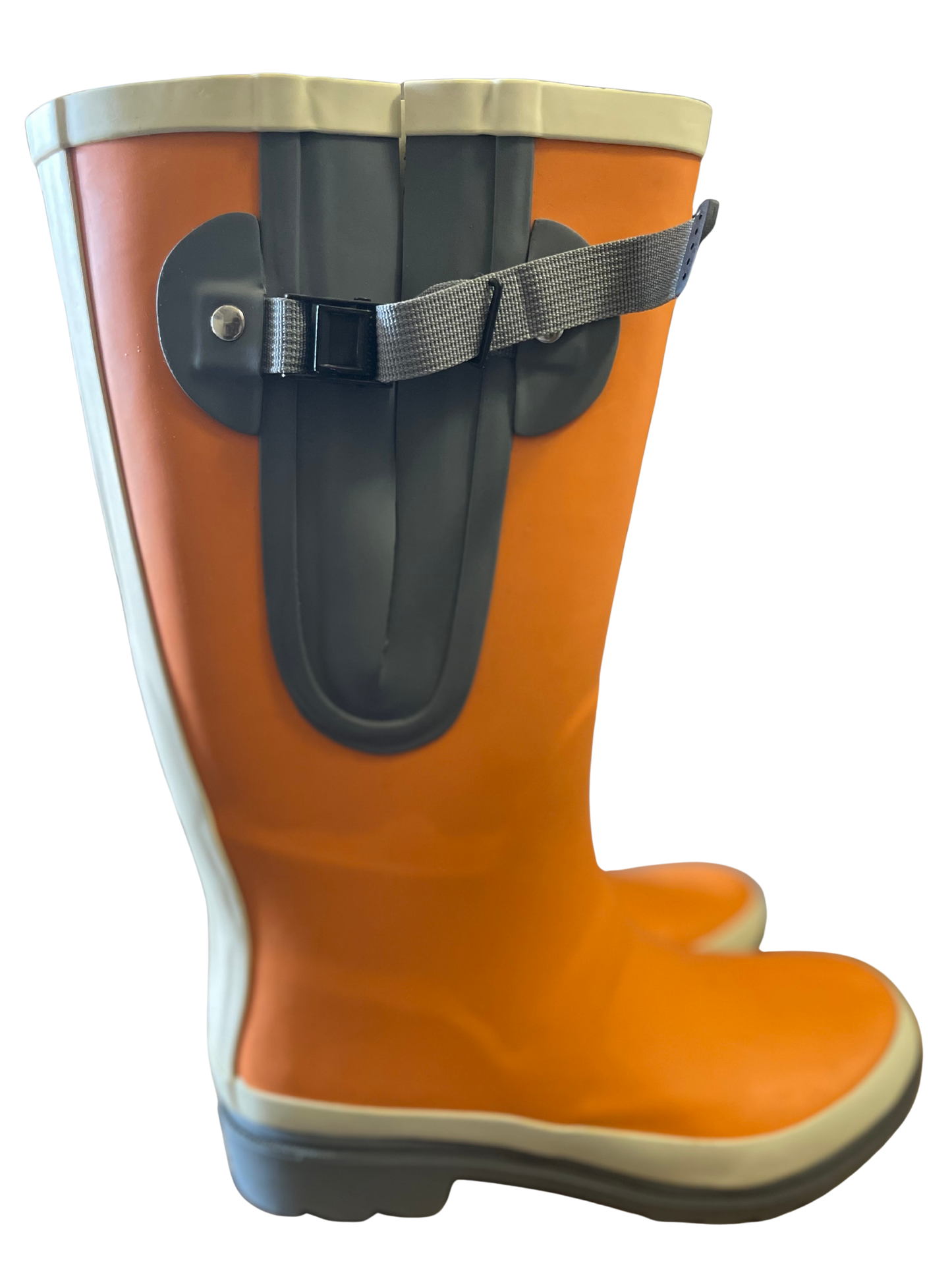 Wonky Orange Wide Calf Wellington Boots