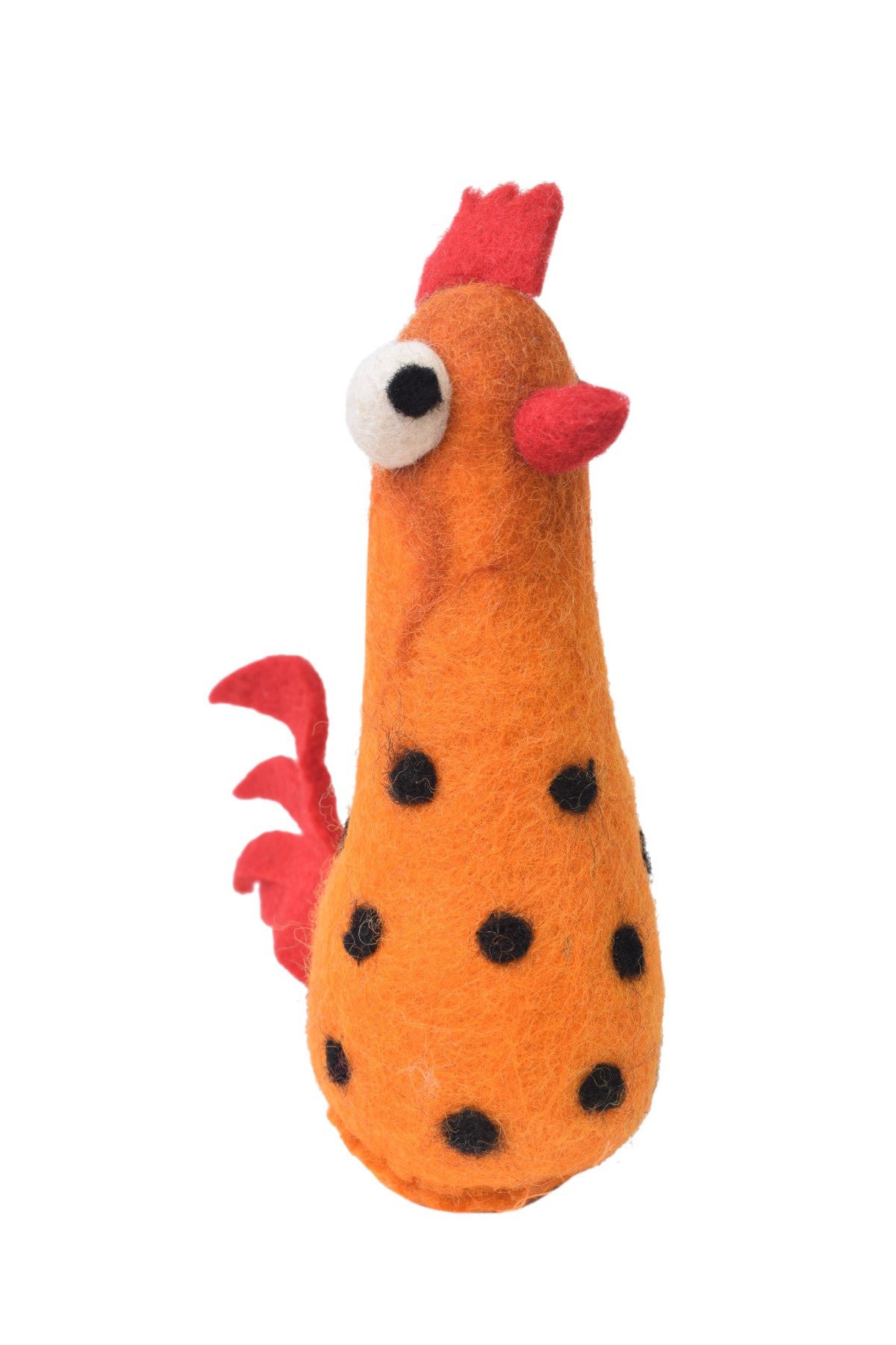 Super cute felted chicken in a yellow orange colour