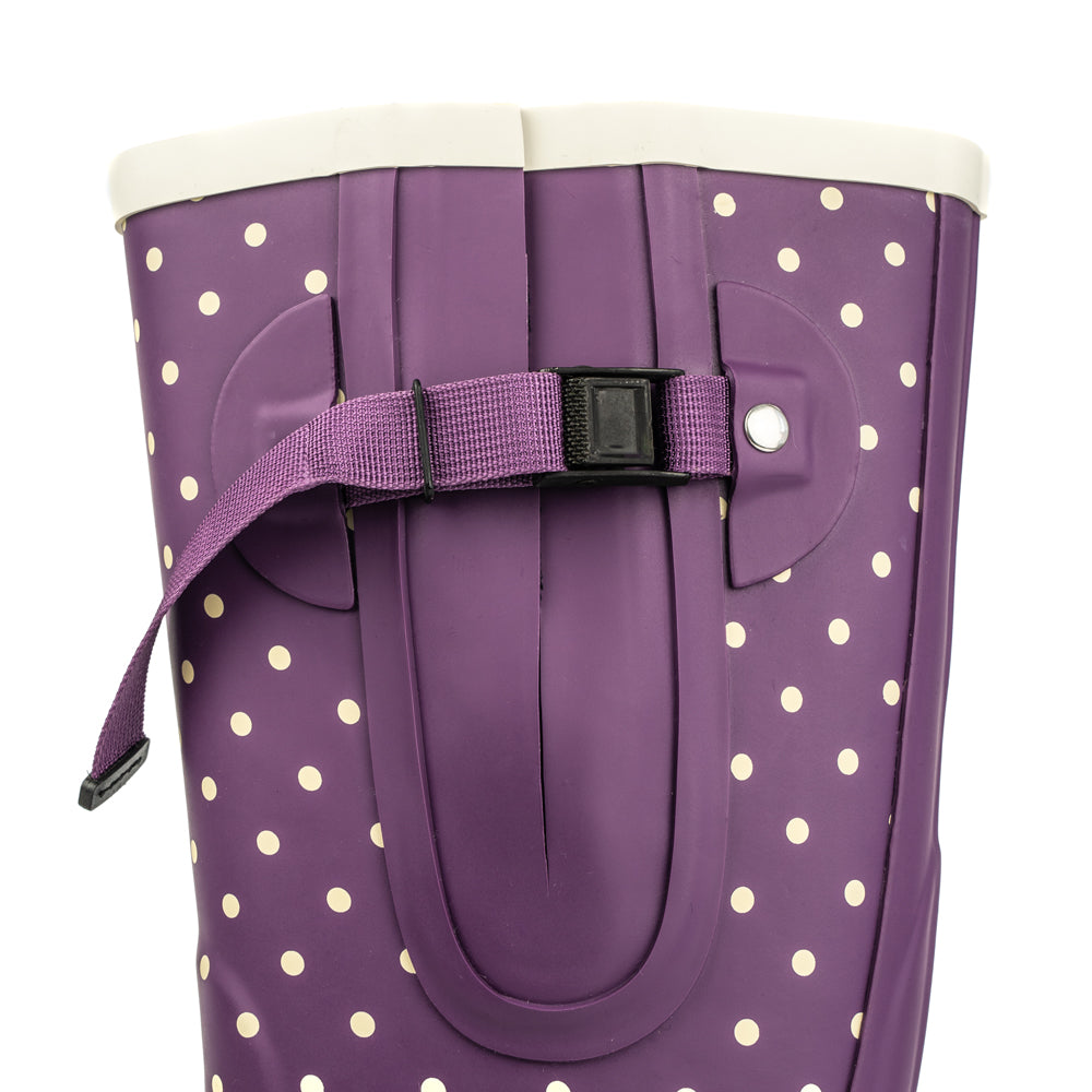 Purple Polka Dot Wide Calf Wellies – up to 50cm calf