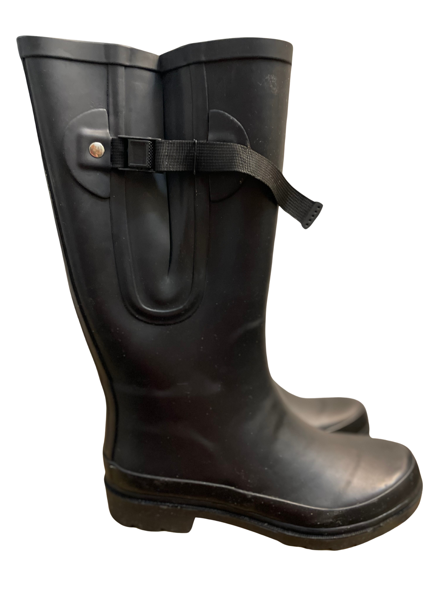 Wonky Black Wide Calf Wellington Boots