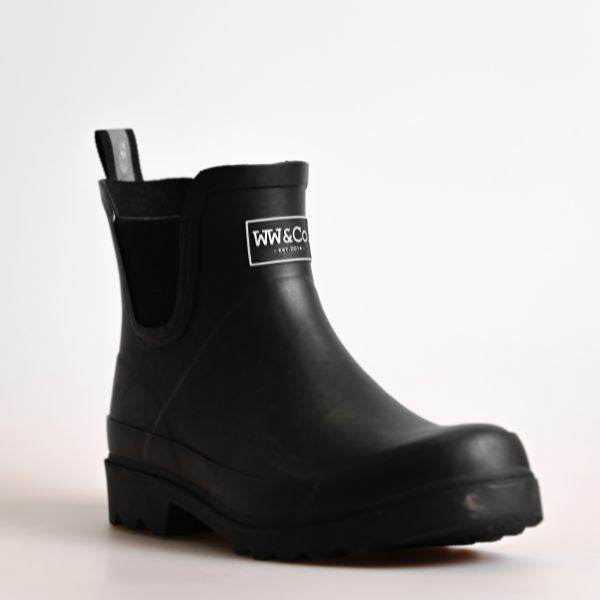 DEMAR Women's Black Wellington Rain Boots Waterproof Pull On Mid Heel 3.5-7.5