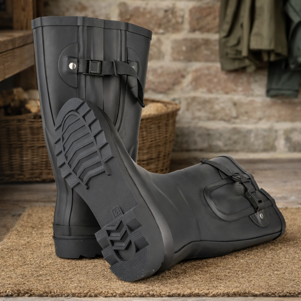 Tall Black Wide-Calf Wellies – Expandable Fit up to 50 cm