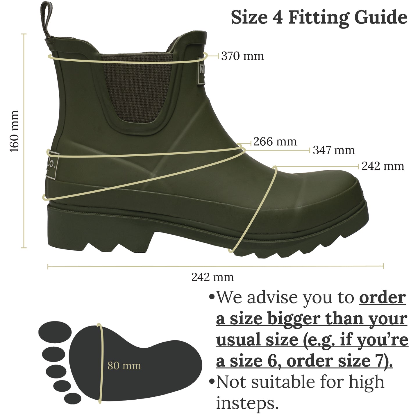 Khaki Rubber Pull on Ankle Boots – Comfortable E-Fit Foot, Neat Ankle Fit