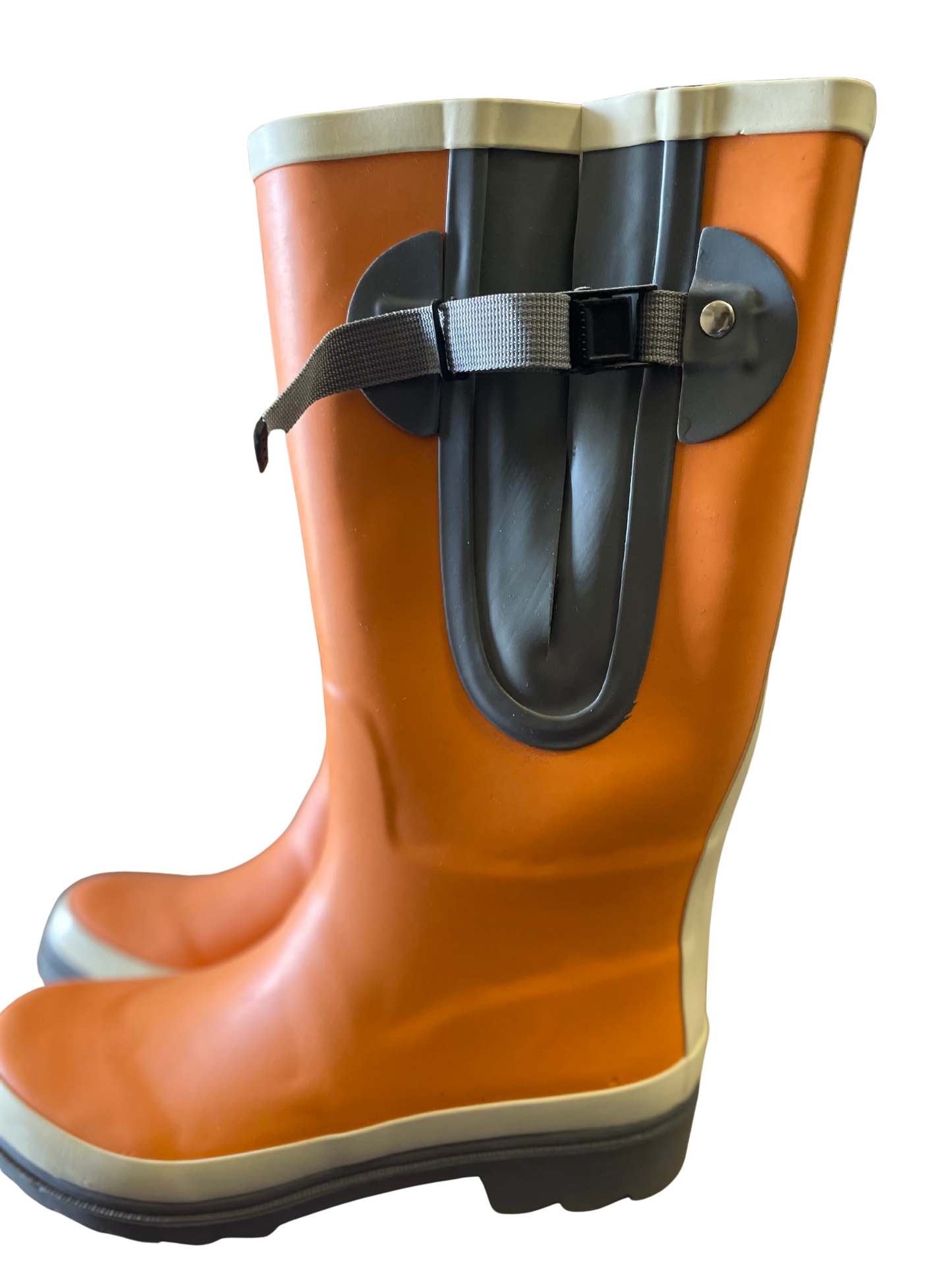 Wonky Orange Wide Calf Wellington Boots