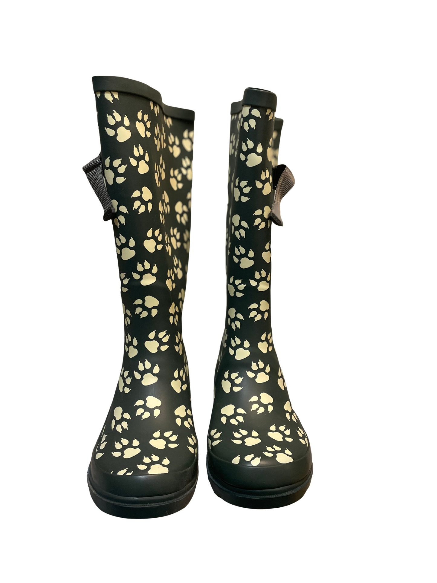 Wonky Paw Print  Wide Calf Wellington Boots