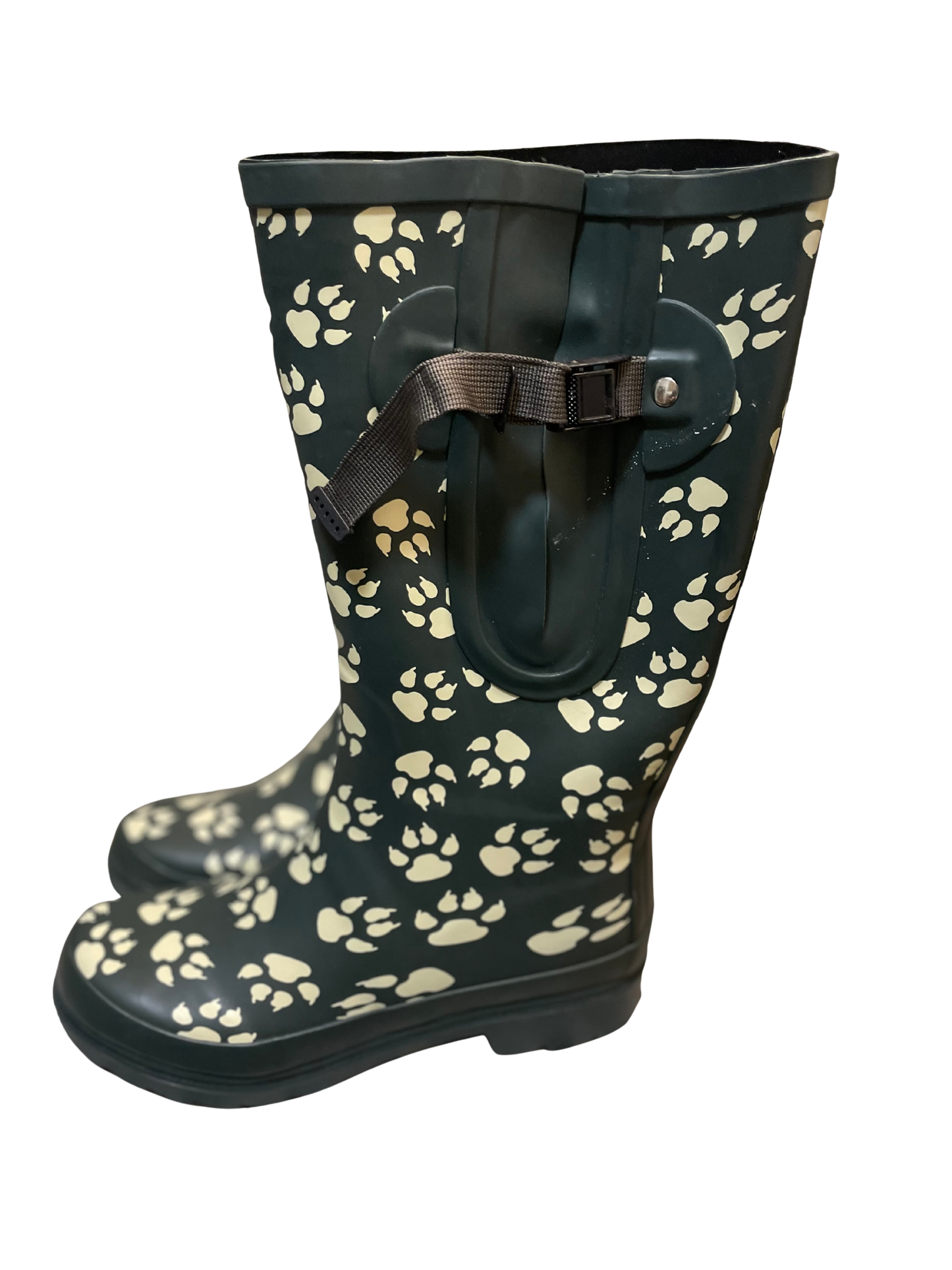 Wonky Paw Print  Wide Calf Wellington Boots