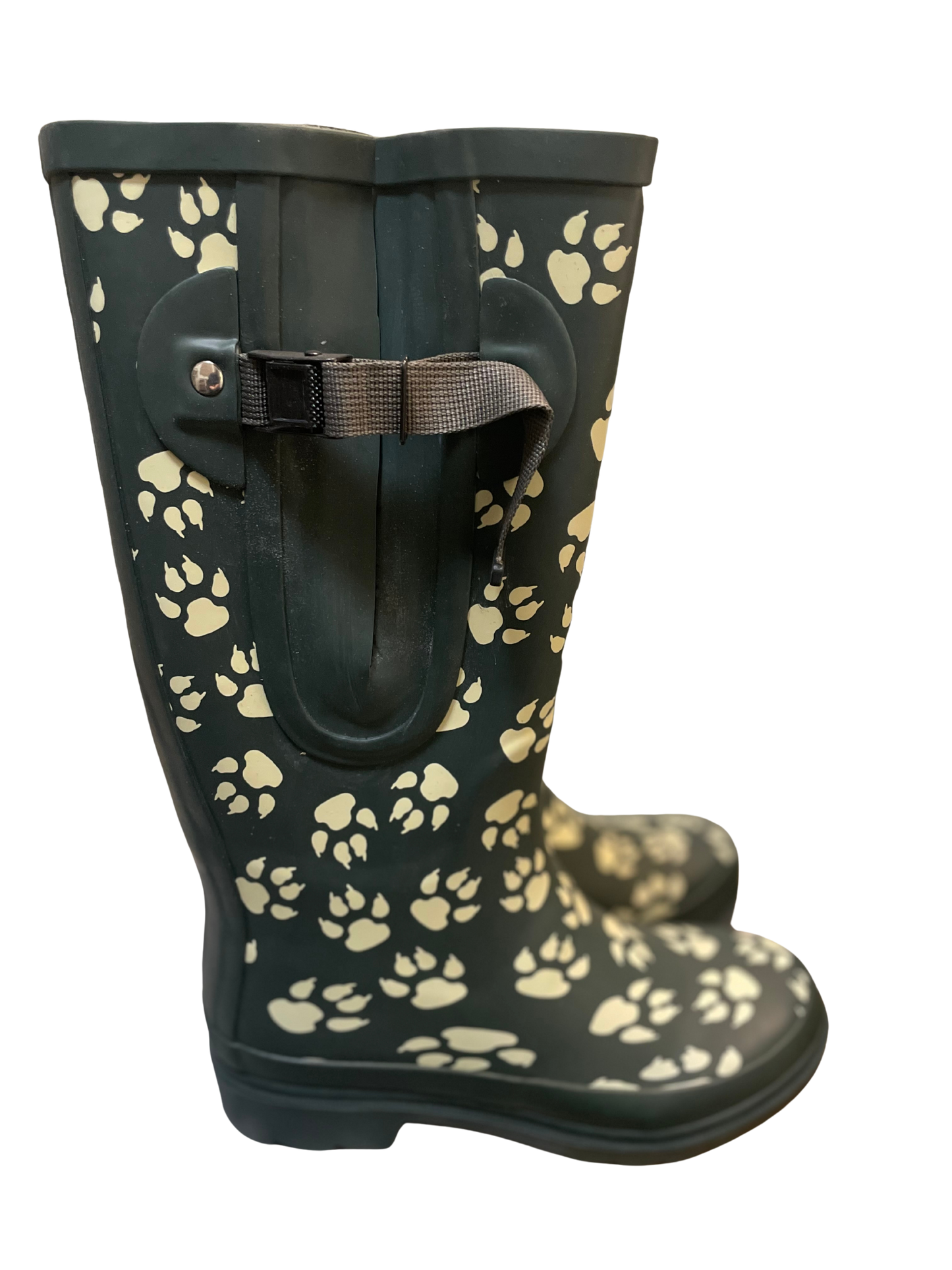 Wonky Paw Print  Wide Calf Wellington Boots