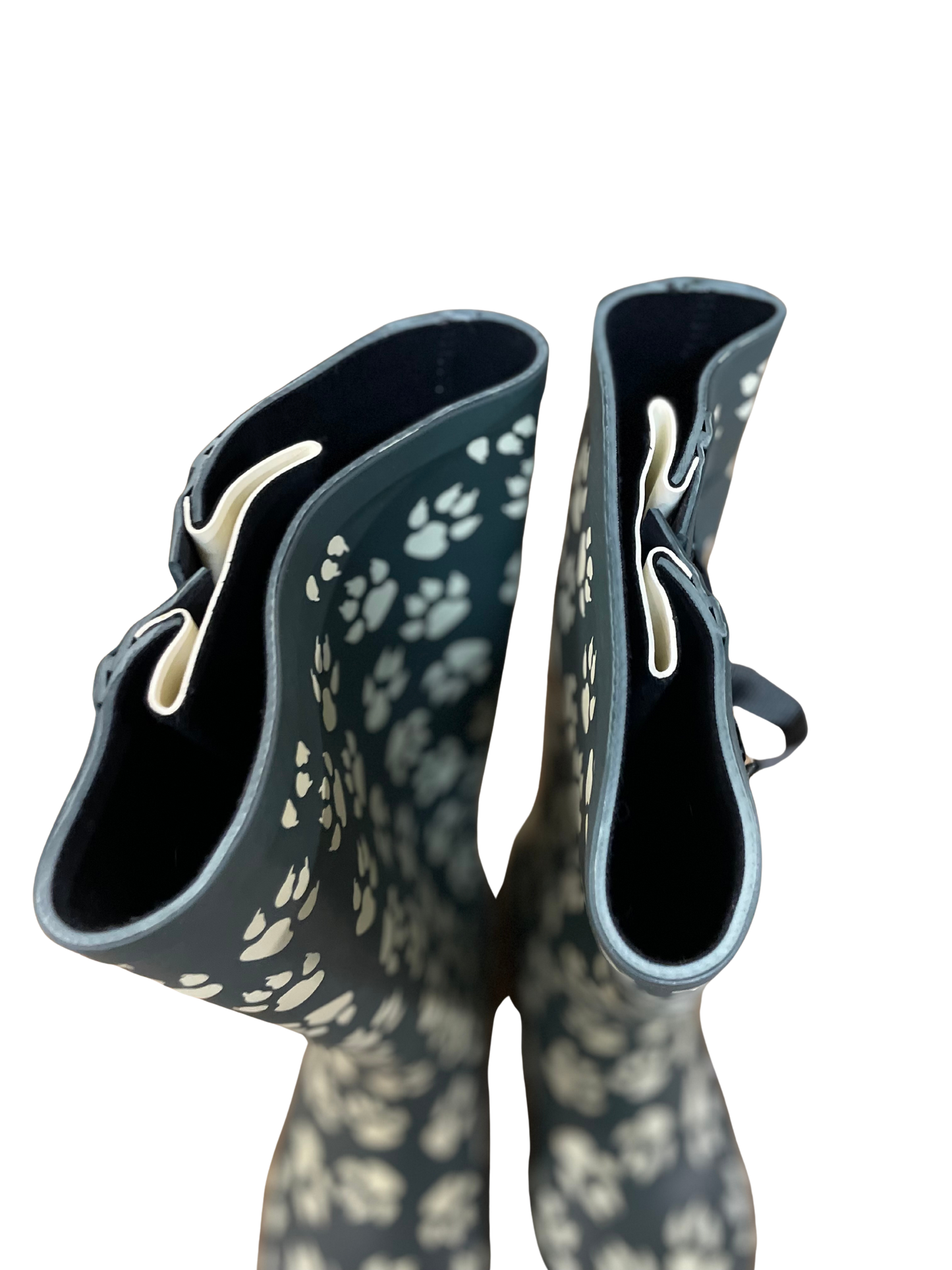 Wonky Paw Print  Wide Calf Wellington Boots