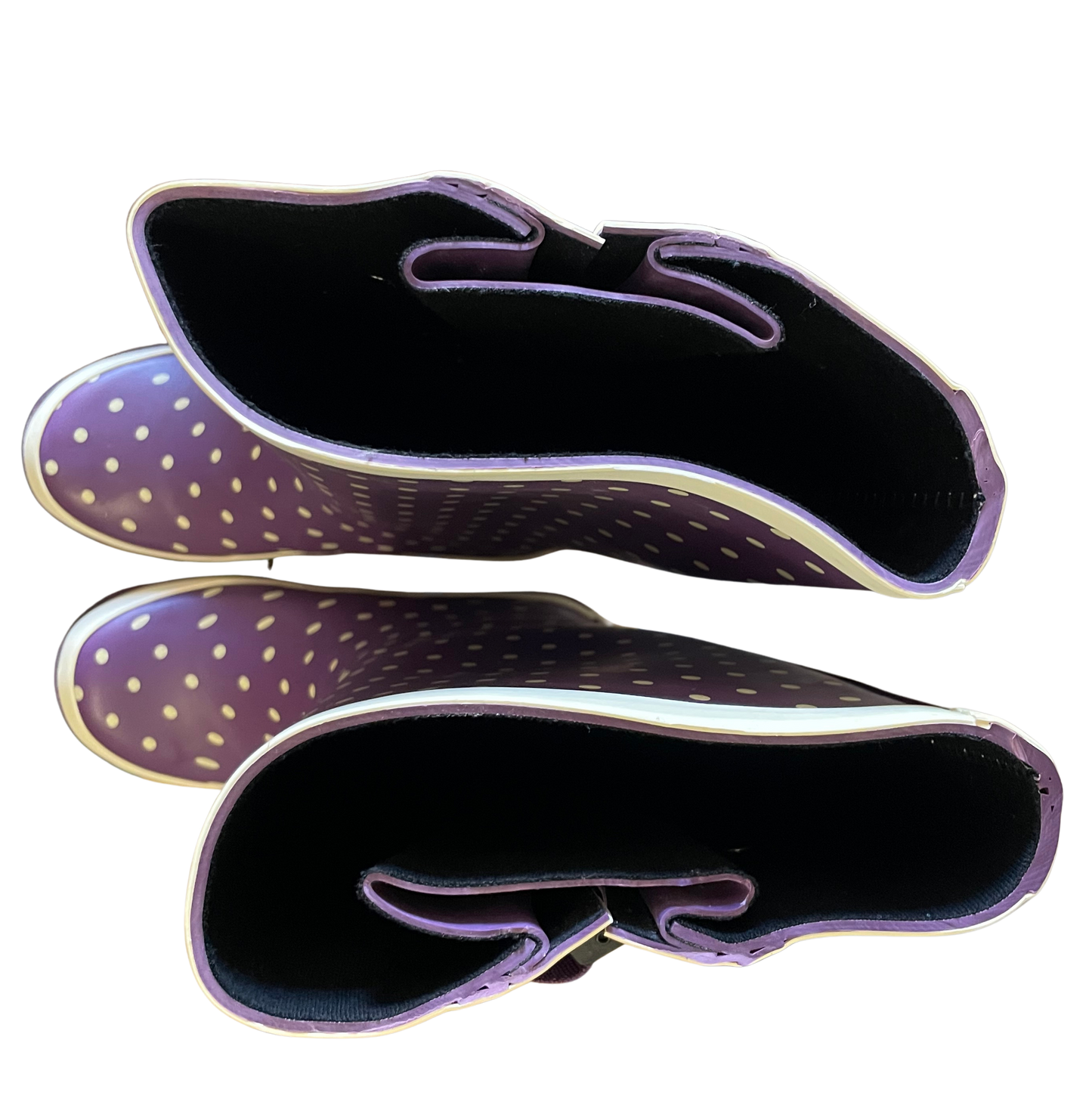 Wonky Purple Polka Dot Wide Calf Wellington Boots