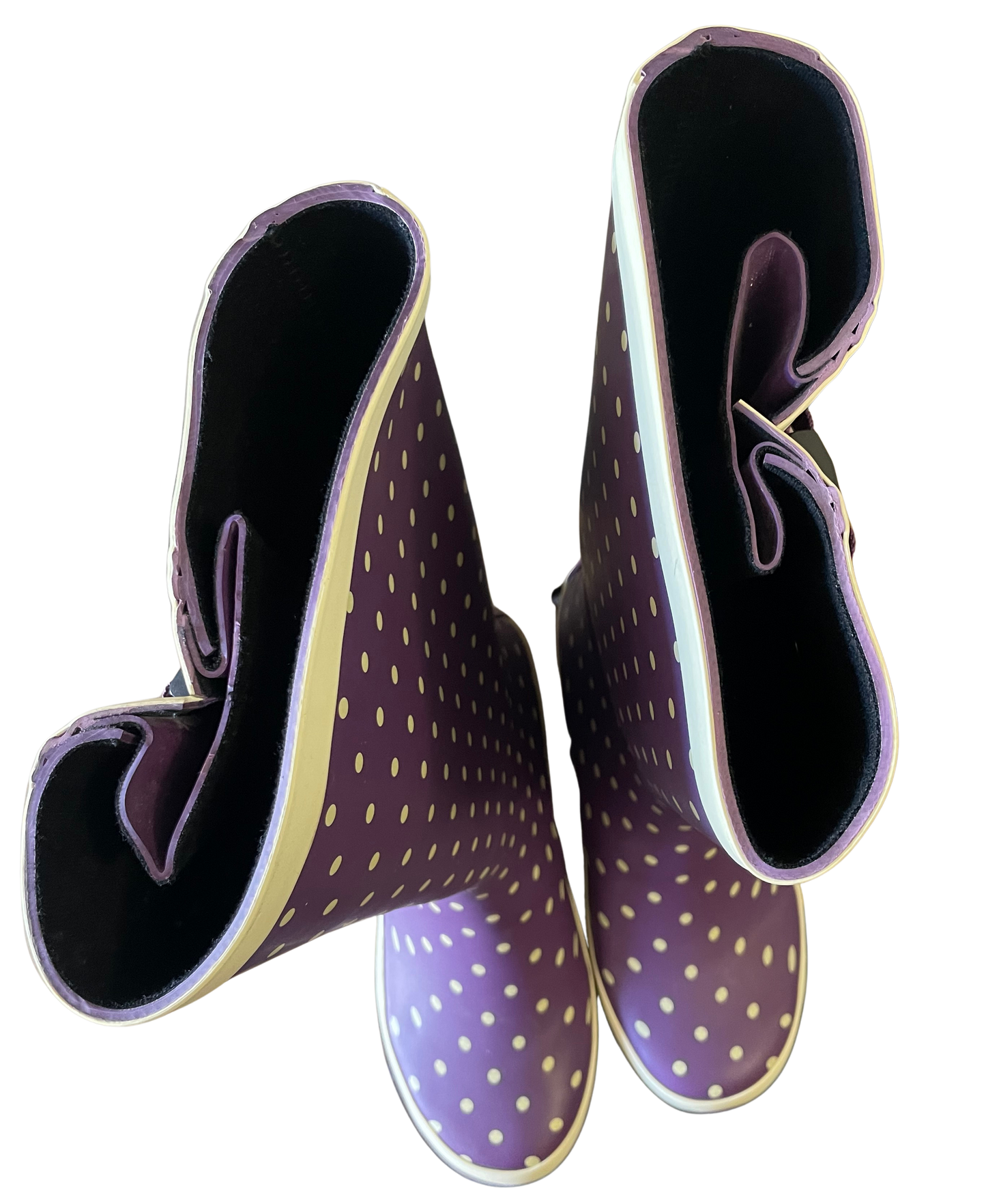 Wonky Purple Polka Dot Wide Calf Wellington Boots