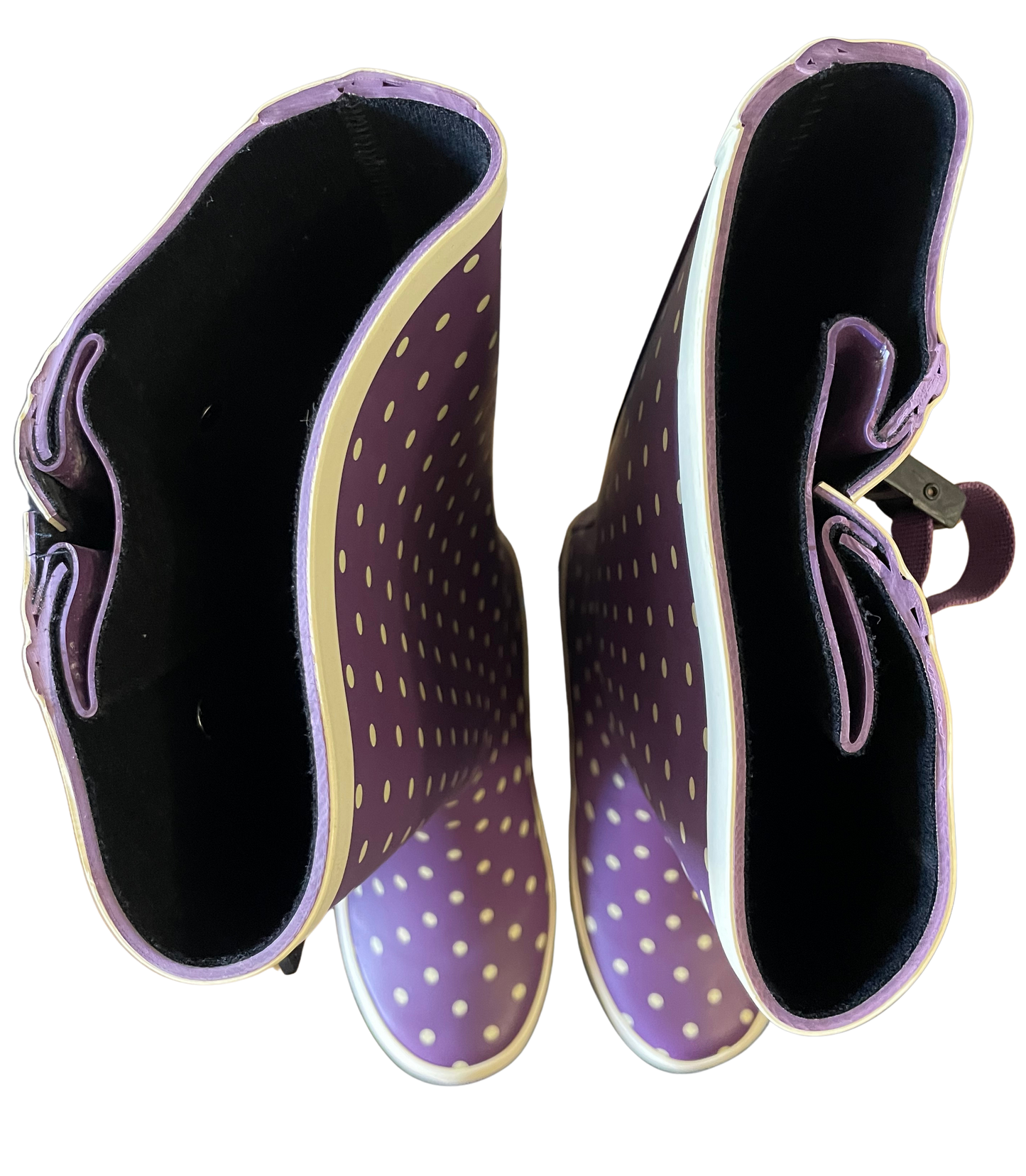 Wonky Purple Polka Dot Wide Calf Wellington Boots