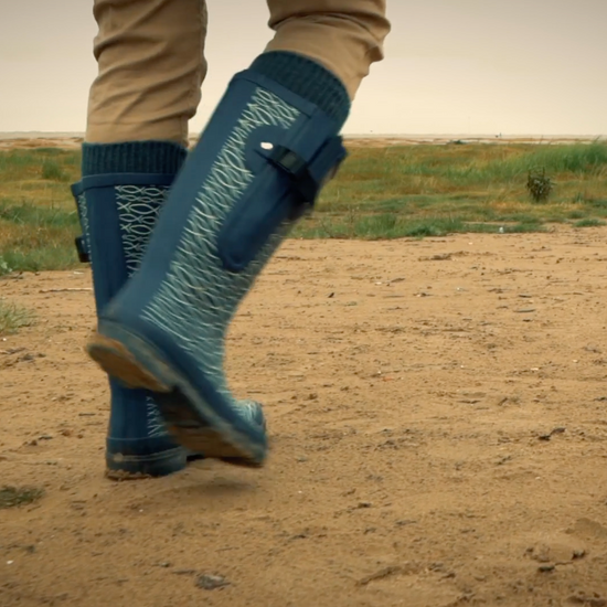 short video showing fish wellies in use at whilst walking at beach