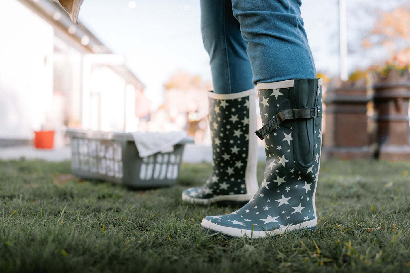 wellies for putting washing out in garden