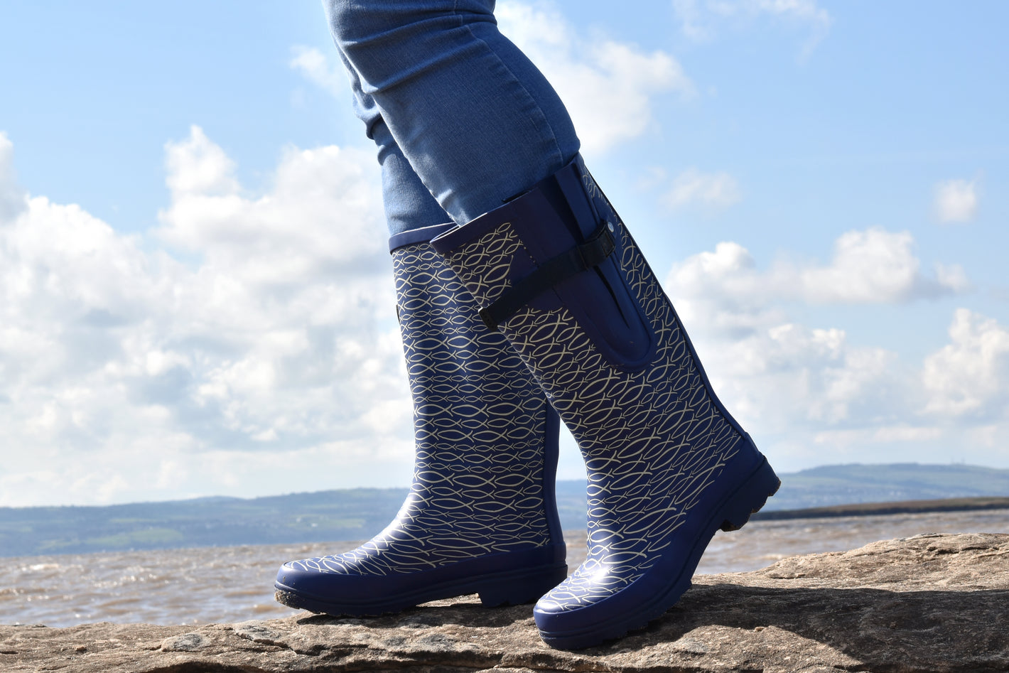 wellies for seaside walking