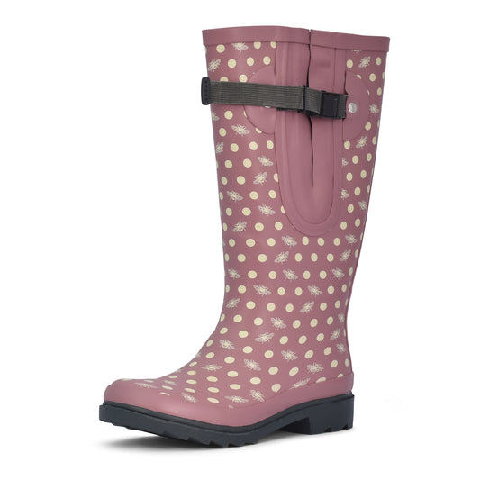 Clover pink wellies with polka dots and bees