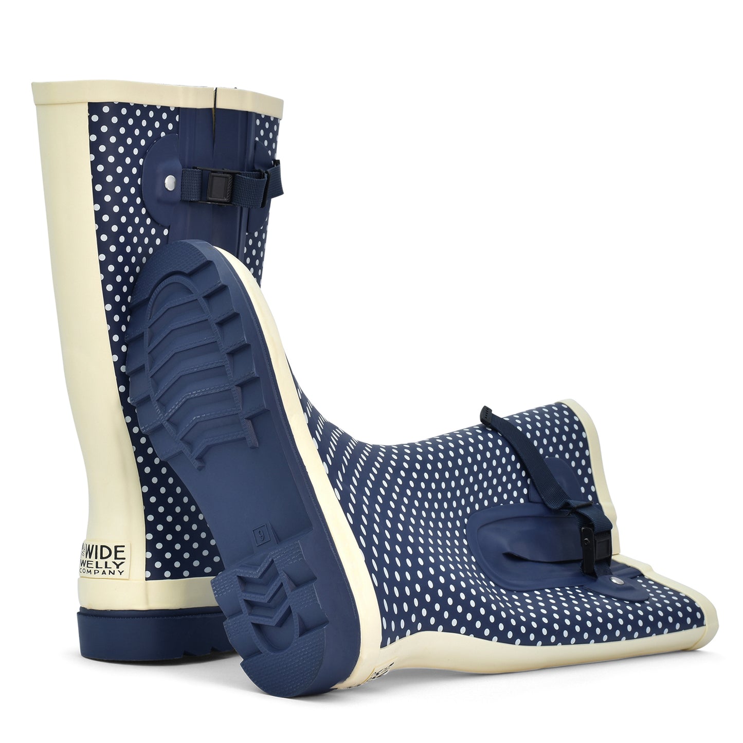 blue spotty wellies