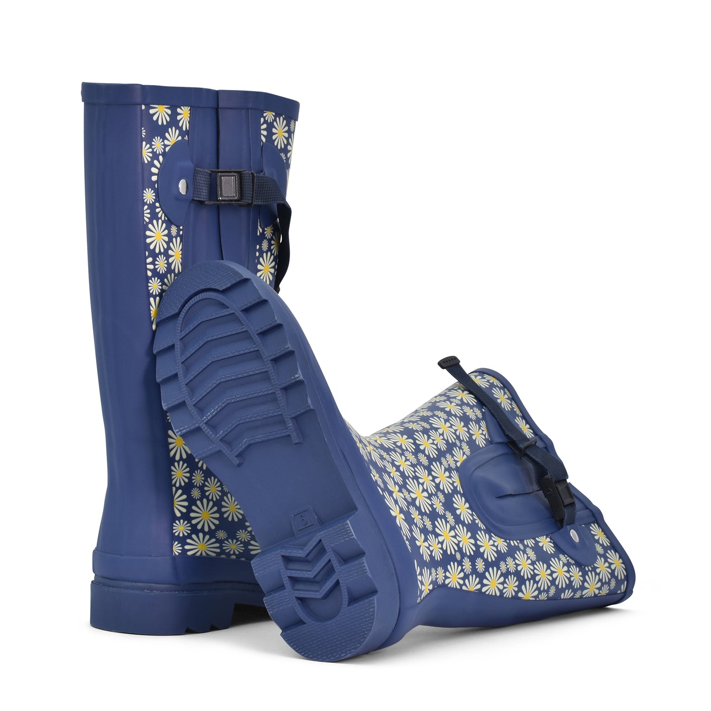 ladies blue floral daisy wellies