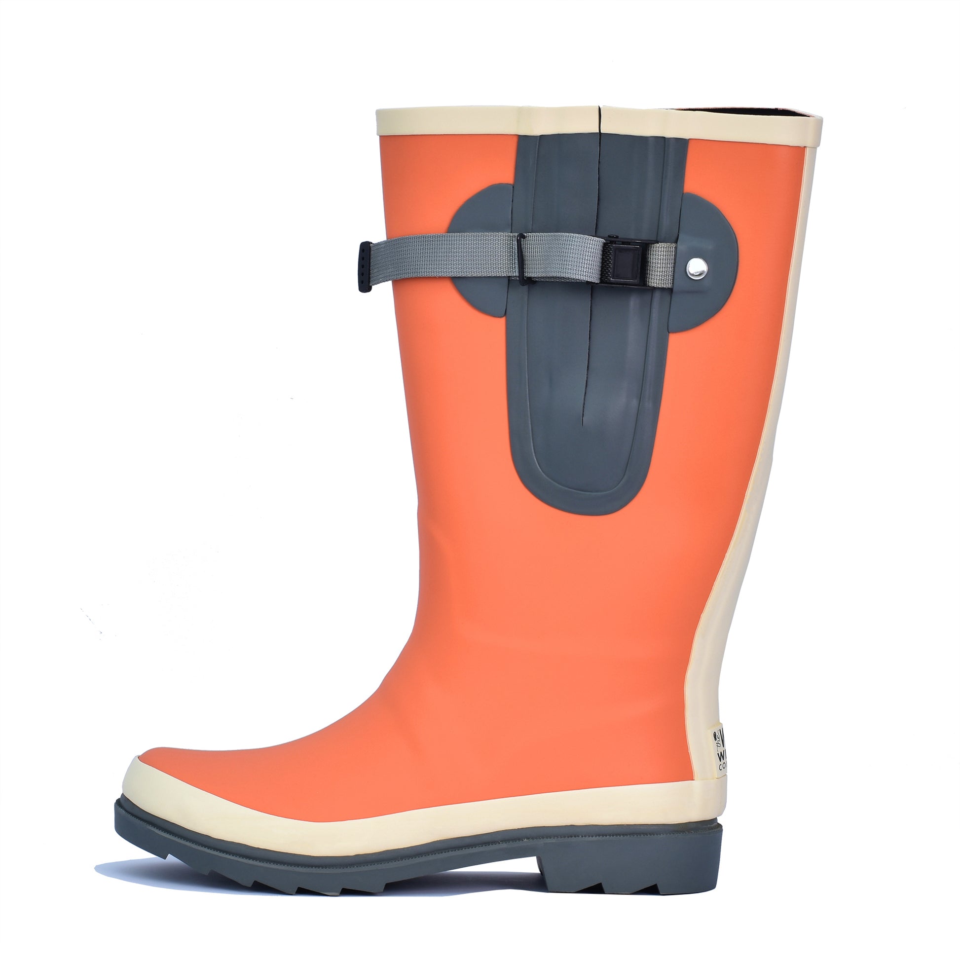orange wellington boots