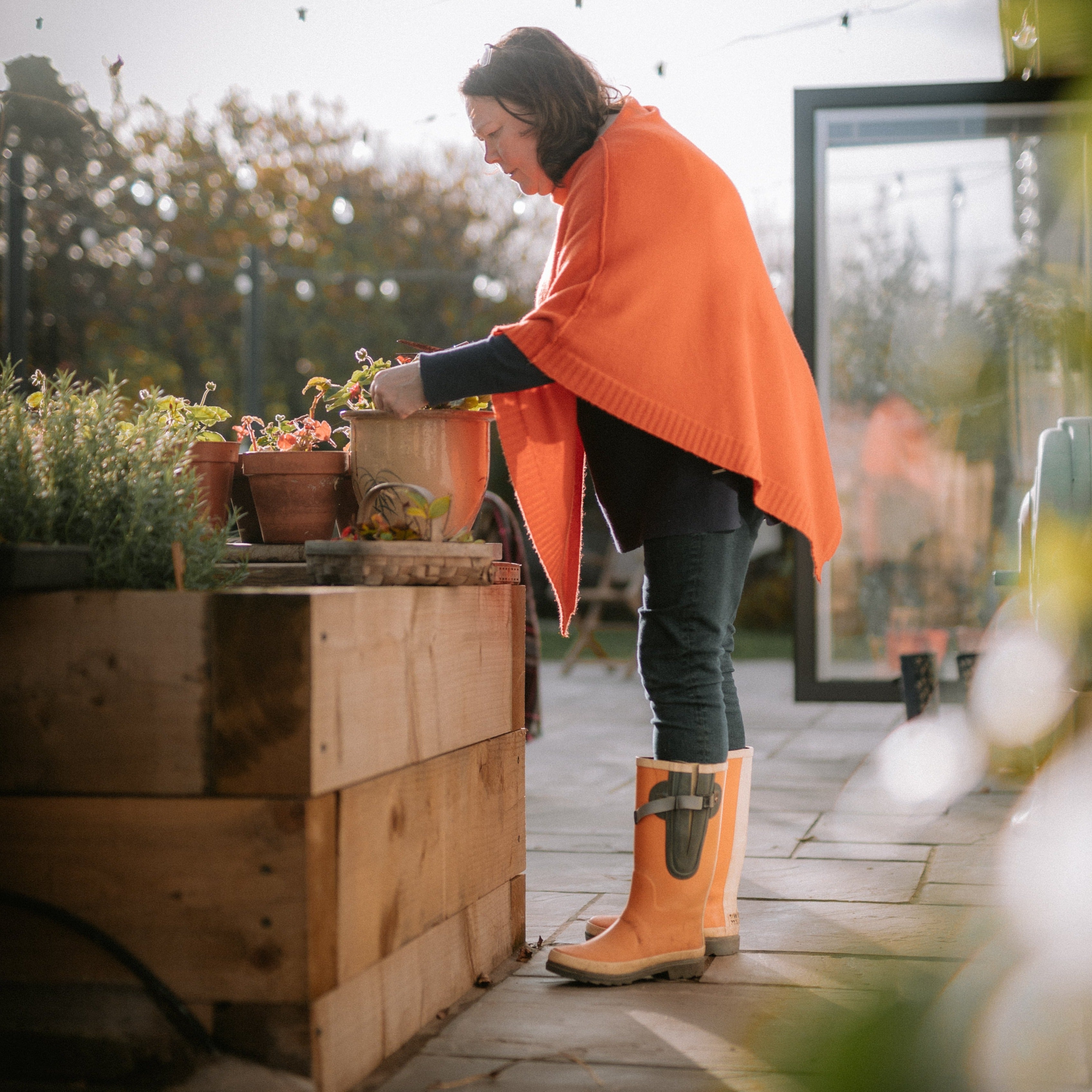 Burnt Orange Unisex Wide Calf Wellies up to 50cm calf