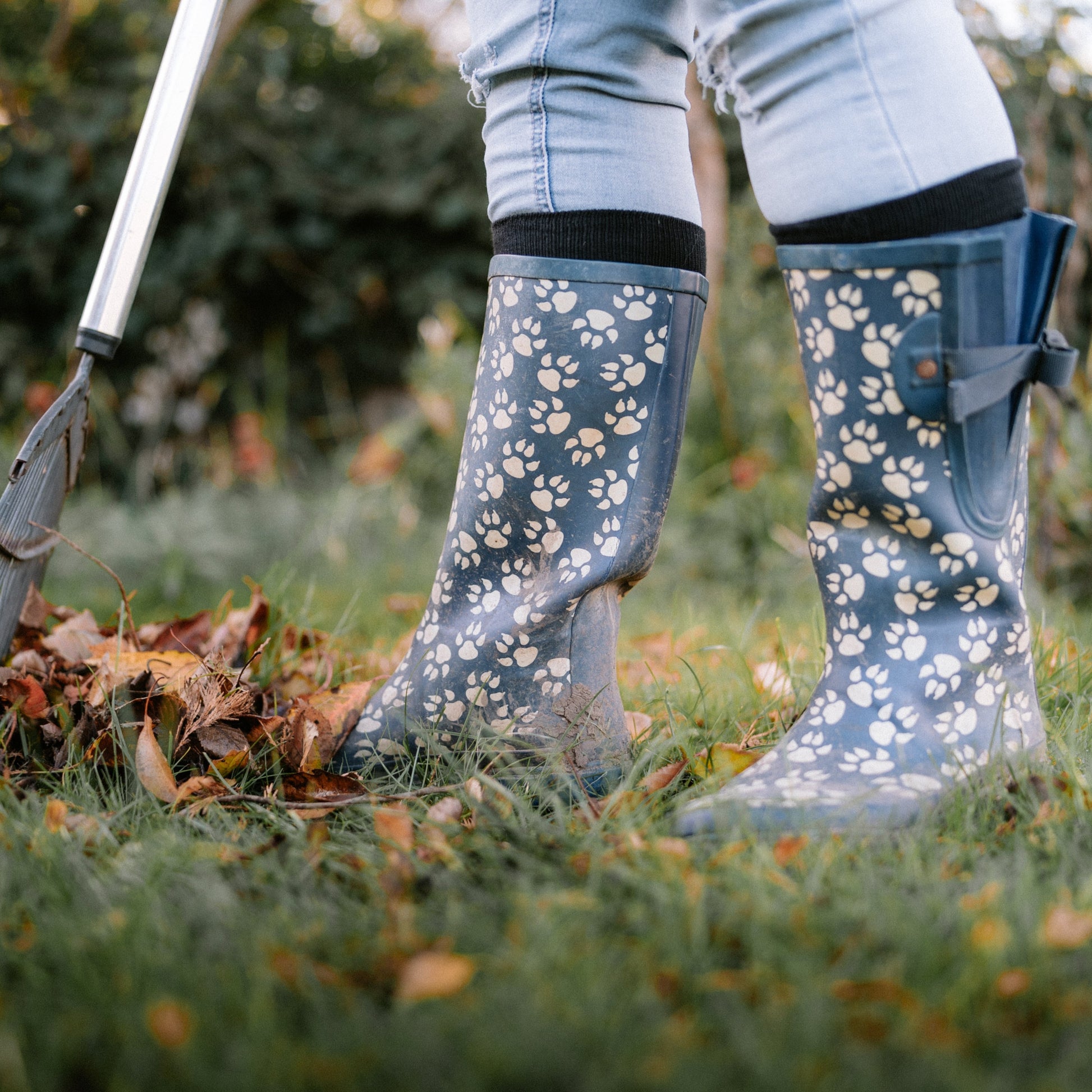 wellies for sweeping leaves